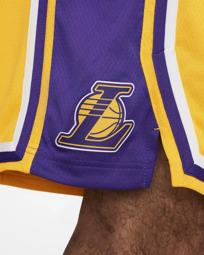 Men Nike Shorts Los Angeles Lakers Icon Edition Amarillofield Purplewhitefield Purple