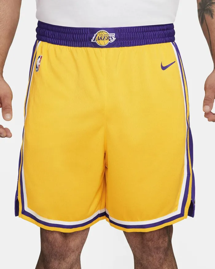 Men Nike Shorts Los Angeles Lakers Icon Edition Amarillofield Purplewhitefield Purple