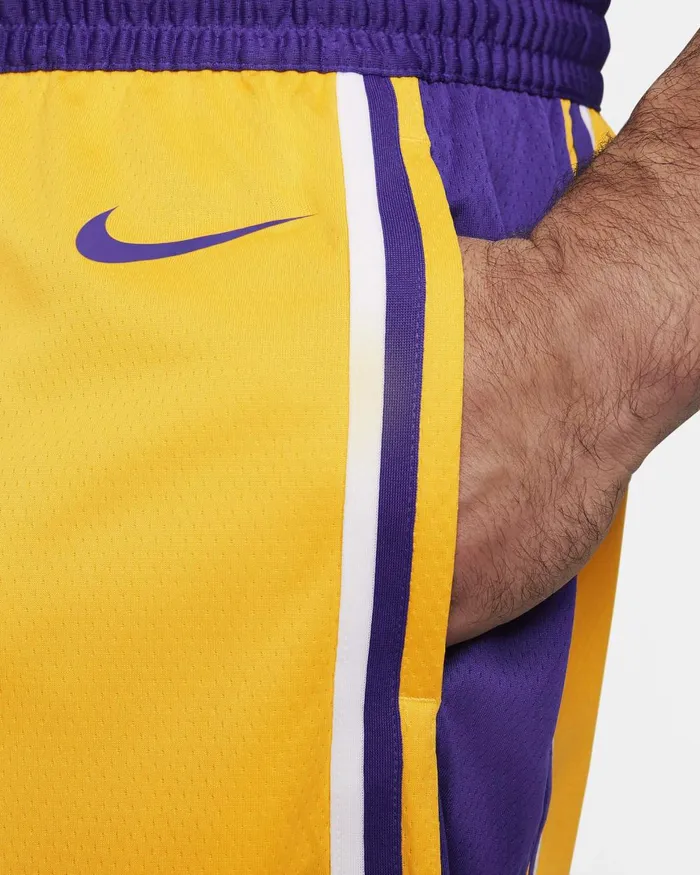 Men Nike Shorts Los Angeles Lakers Icon Edition Amarillofield Purplewhitefield Purple