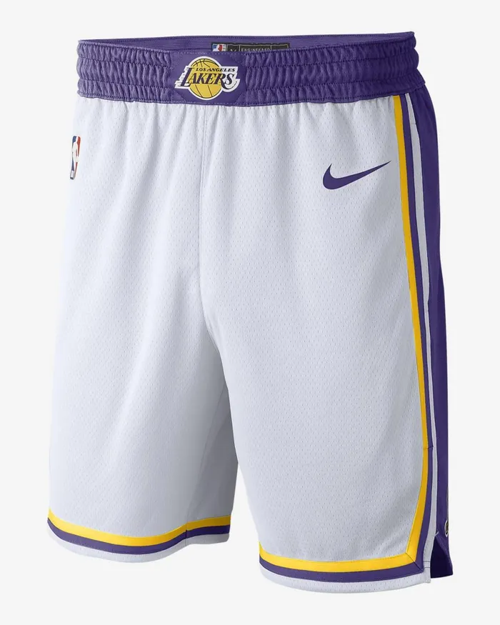 Men Nike Shorts Los Angeles Lakers Whiteamarillofield Purple