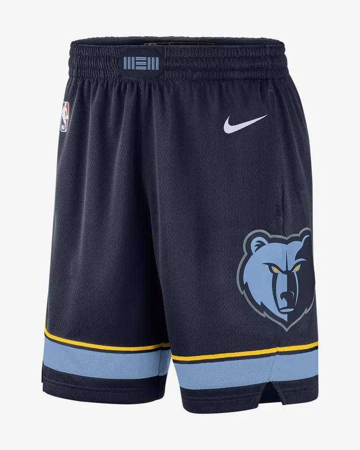 Men Nike Shorts Memphis Grizzlies Icon Edition College Navylight Blueamarillowhite