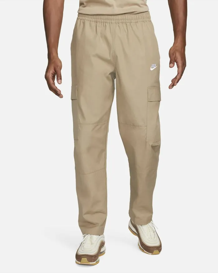Men Nike Trousers And Tights Club Khakiwhite