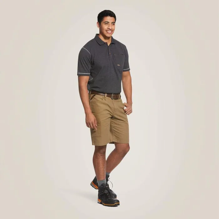 Men Pants and Shorts Ariat Rebar DuraStretch Made Tough 10quot Short Field Khaki