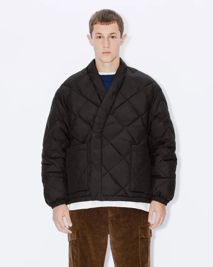 Men Puffer Kimono Jacket Black Kenzo Jackets And Coats