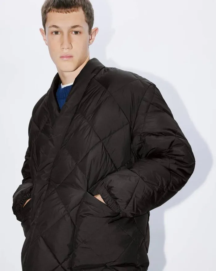 Men Puffer Kimono Jacket Black Kenzo Jackets And Coats