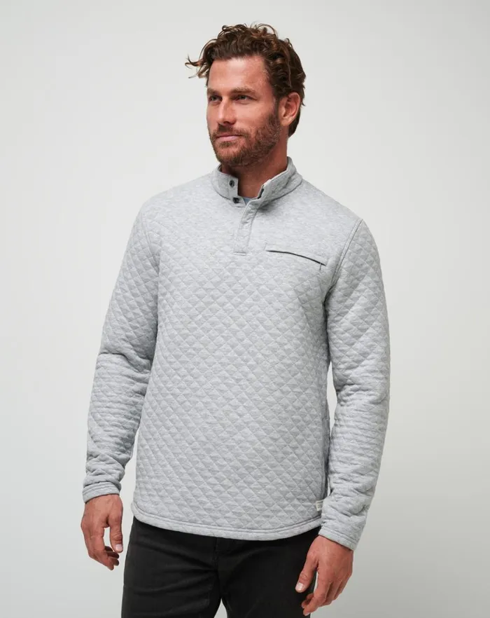 Men Quarter Zips TravisMathew TRANSATLANTIC QUARTER ZIP Heather Light Grey