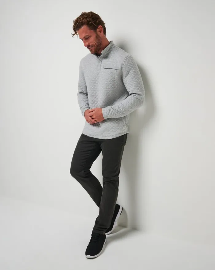 Men Quarter Zips TravisMathew TRANSATLANTIC QUARTER ZIP Heather Light Grey Men Quarter Zips TravisMathew TRANSATLANTIC QUARTER ZIP Heather Light Grey