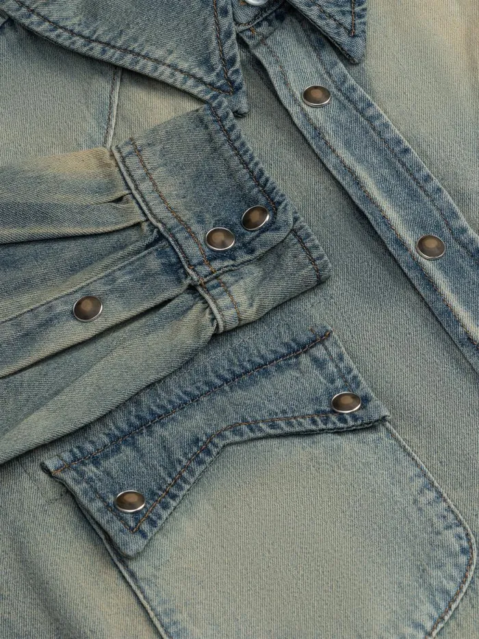 Men Rhude Denim WESTERN DENIM SHIRT Dark Indigo