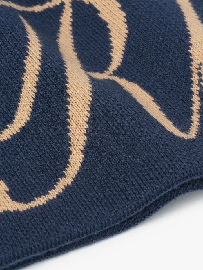 Men Rhude Hats SCRIPT KNIT BEANIE Navytan