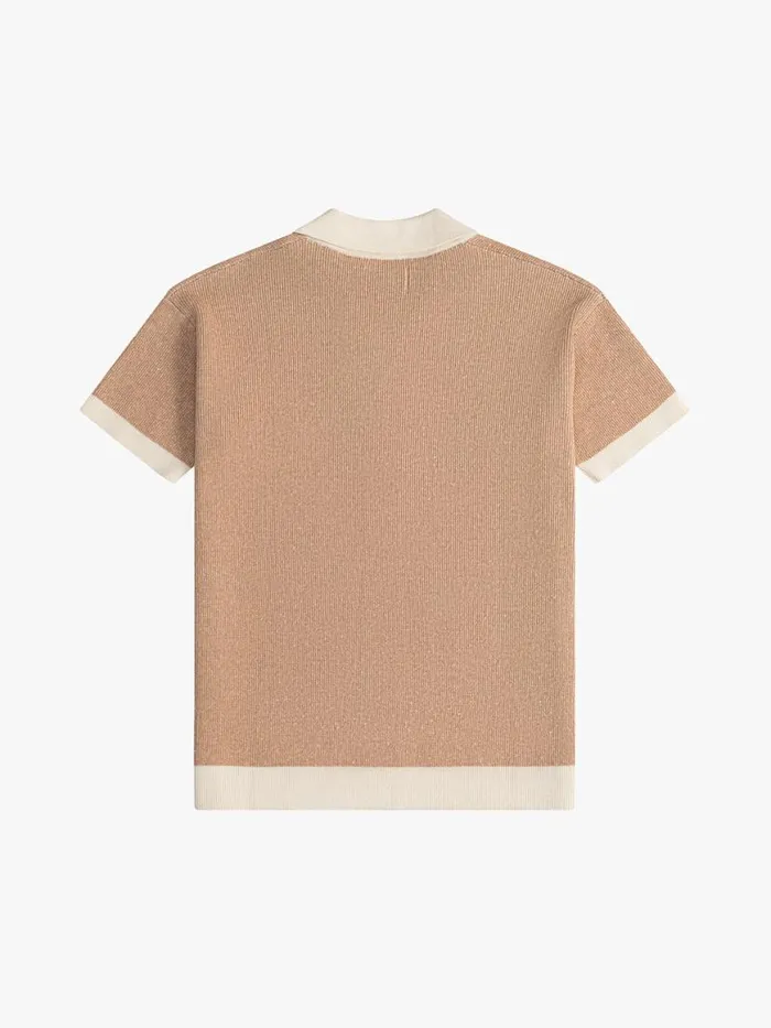 Men Rhude Luxe Knitwear CONTRAST KNIT BUTTONUP POLO Brickcream