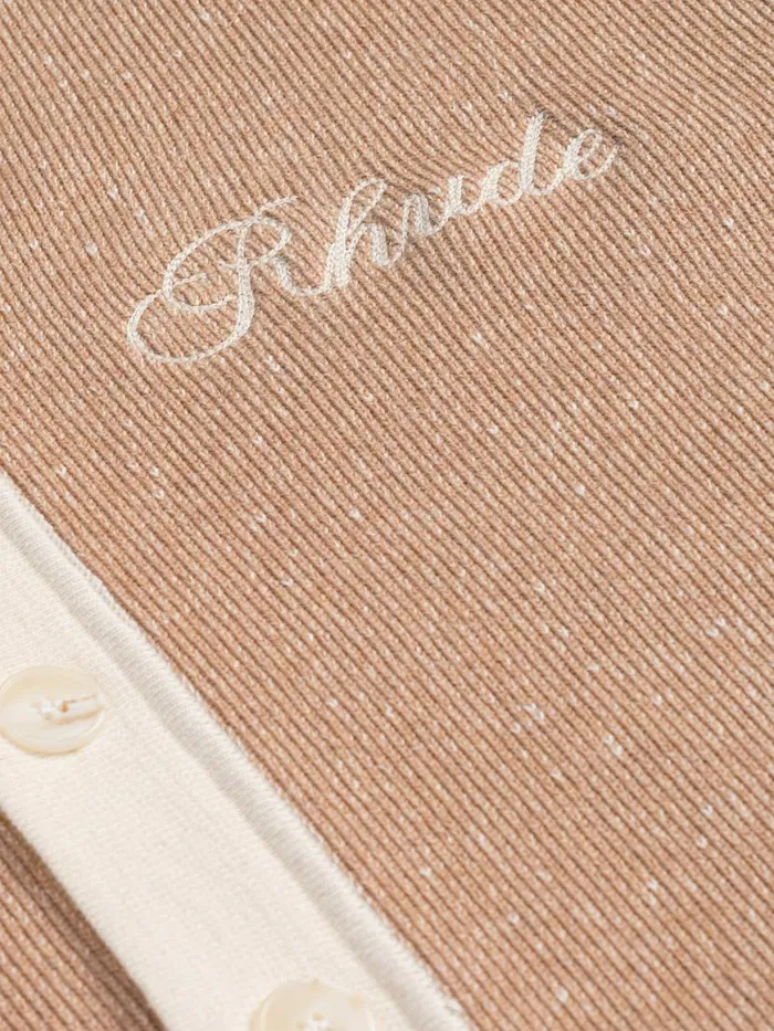 Men Rhude Luxe Knitwear CONTRAST KNIT BUTTONUP POLO Brickcream