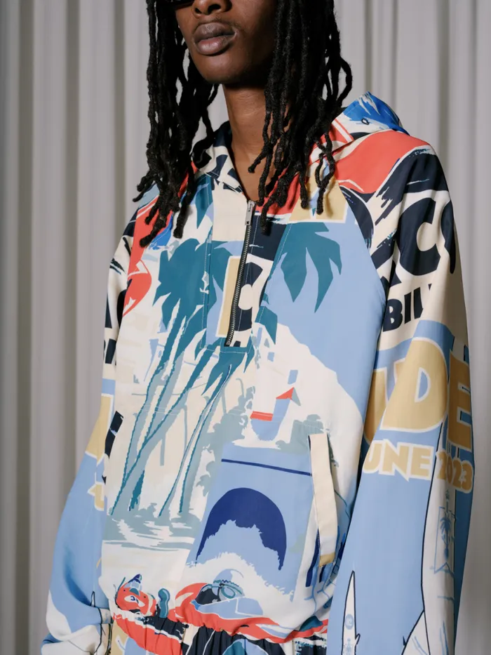 Men Rhude Outerwear MONACO SPORT QUARTERZIP HOOD JACKET Multi