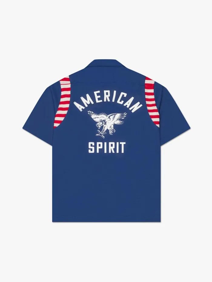 Men Rhude Shirts AMERICAN SPIRIT POPLIN SHIRT Navy
