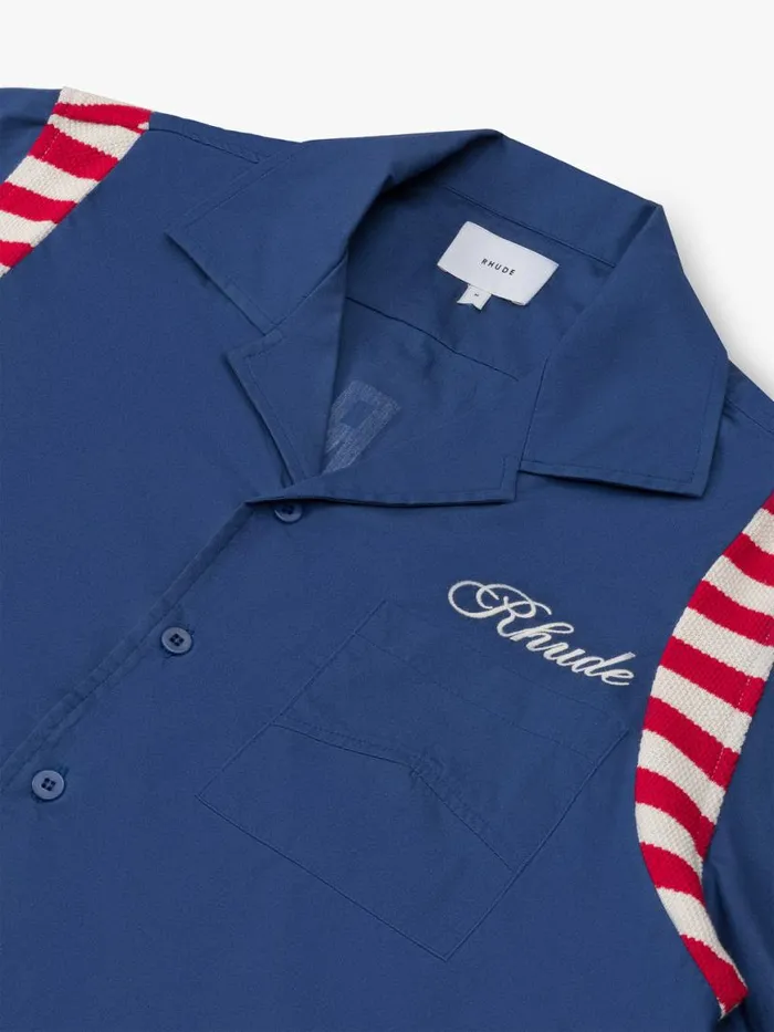 Men Rhude Shirts AMERICAN SPIRIT POPLIN SHIRT Navy