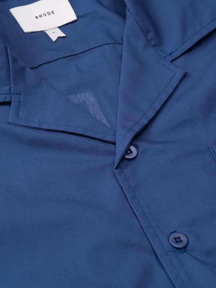 Men Rhude Shirts AMERICAN SPIRIT POPLIN SHIRT Navy