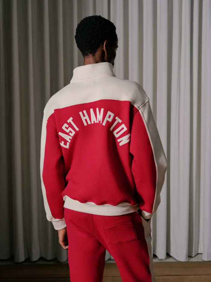 Men Rhude Sweatshirts CONTRAST QUARTERZIP VARSITY Red Cream