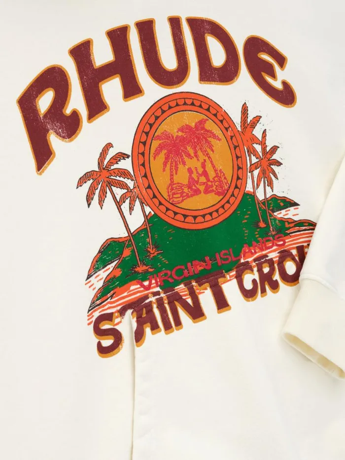 Men Rhude Sweatshirts ST CROIX HOODIE Vtg White