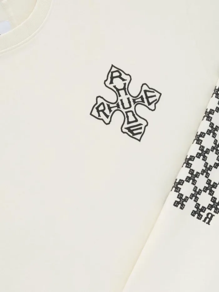 Men Rhude Tees CROSS LS TEE Vtg White