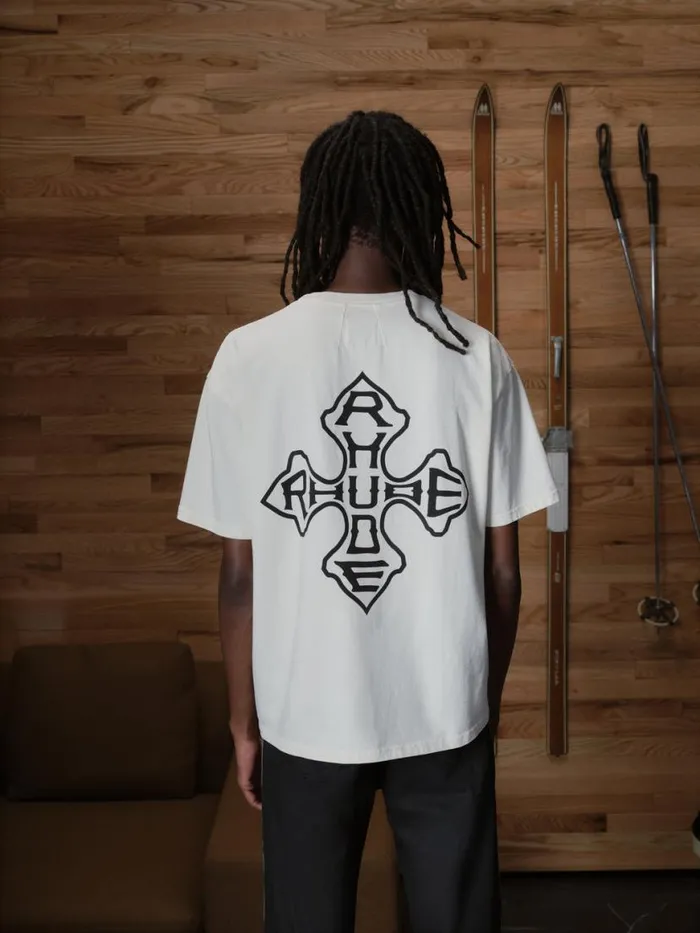 Men Rhude Tees CROSS TEE Vtg White