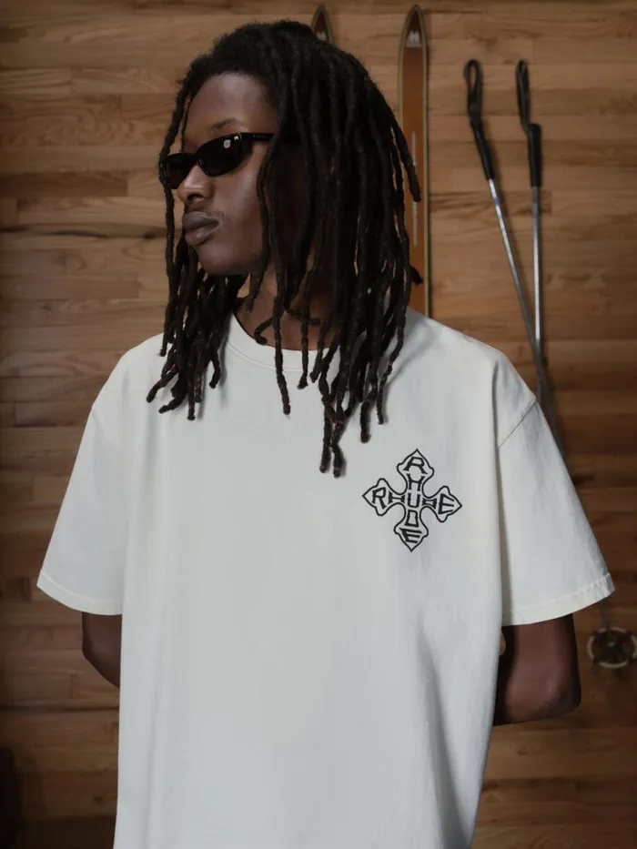 Men Rhude Tees CROSS TEE Vtg White