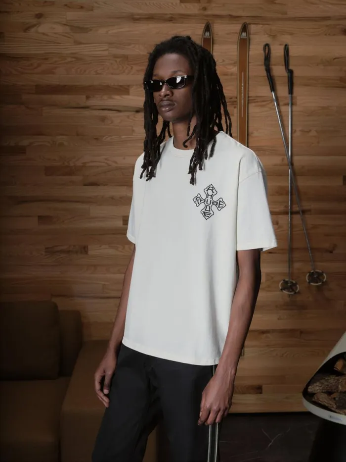 Men Rhude Tees CROSS TEE Vtg White