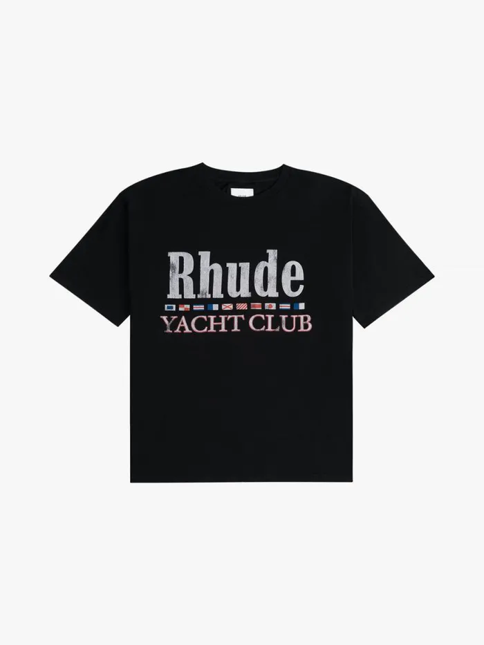Men Rhude Tees FLAG TEE Vtg Black