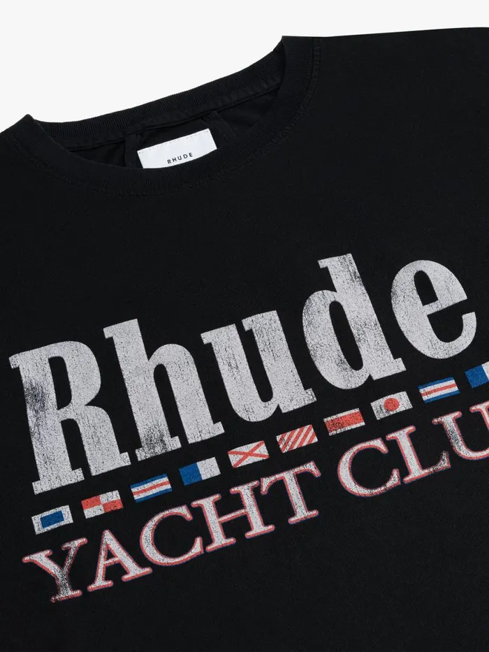 Men Rhude Tees FLAG TEE Vtg Black Men Rhude Tees FLAG TEE Vtg Black