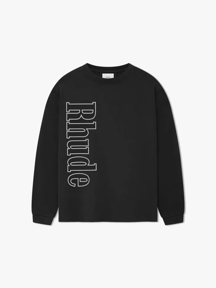 Men Rhude Tees SIDE LOGO LS TEE Vtg Black