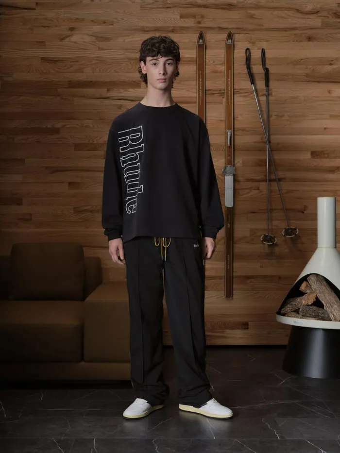 Men Rhude Tees SIDE LOGO LS TEE Vtg Black