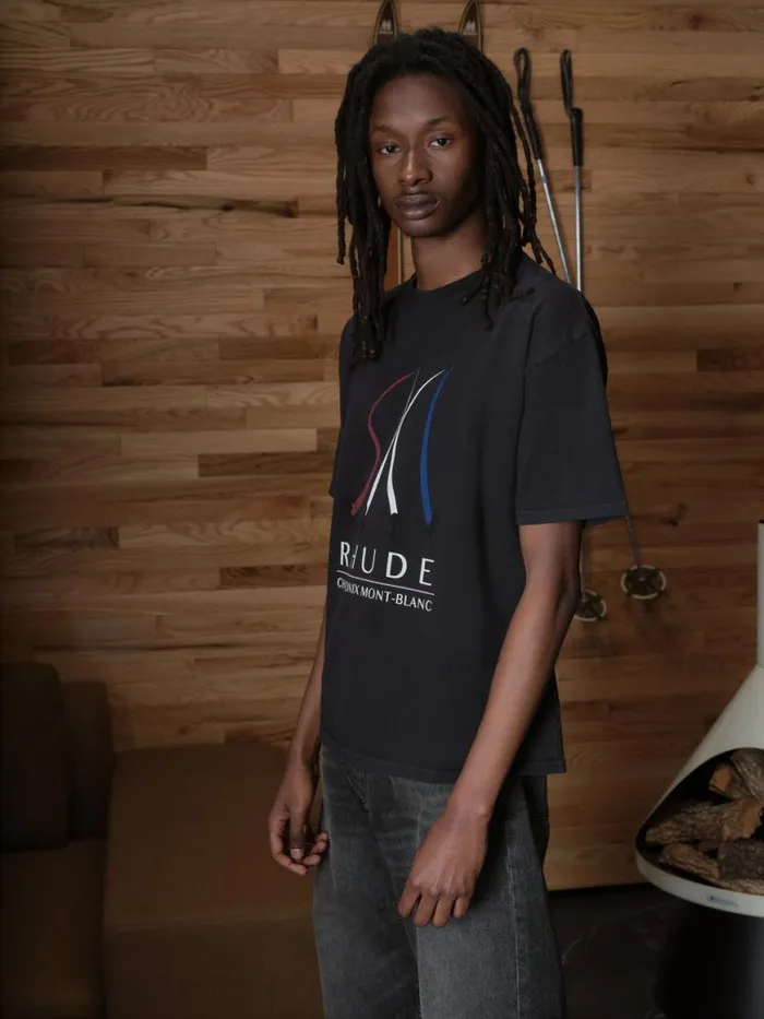 Men Rhude Tees SKI SLOPE TEE Vtg Black Men Rhude Tees SKI SLOPE TEE Vtg Black