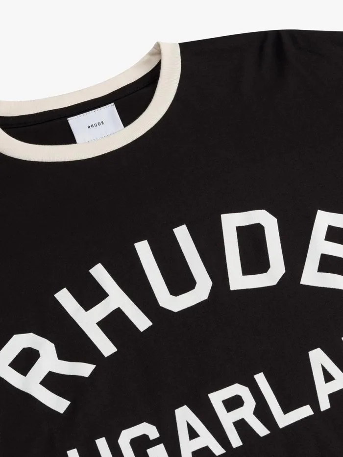 Men Rhude Tees SUGARLAND RINGER TEE Black Men Rhude Tees SUGARLAND RINGER TEE Black