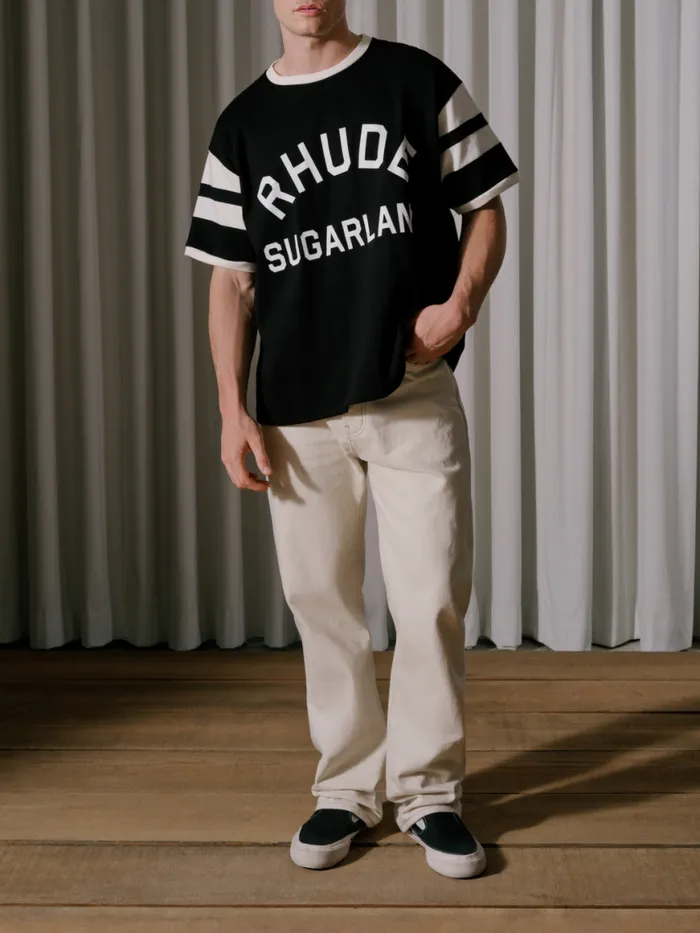 Men Rhude Tees SUGARLAND RINGER TEE Black Men Rhude Tees SUGARLAND RINGER TEE Black