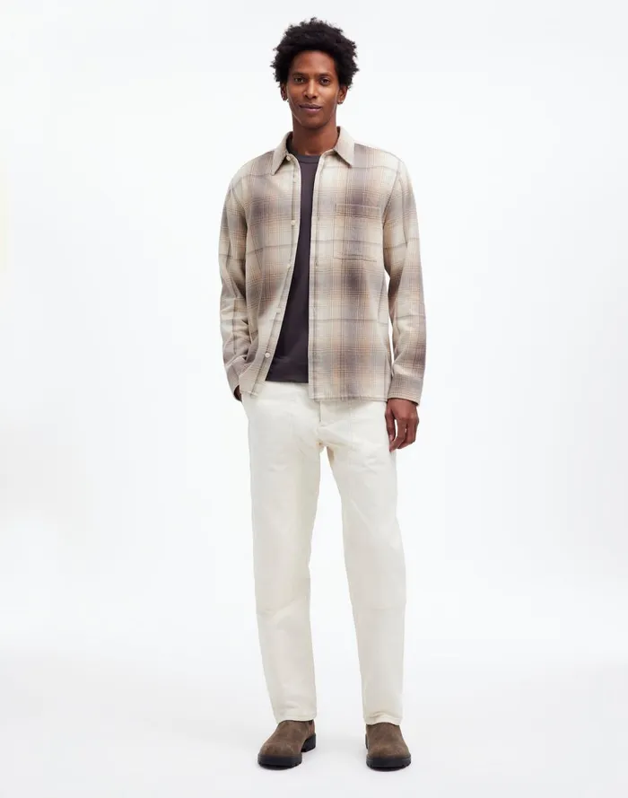 Men Shirts Madewell Easy Shirt In Brushed Flannel Black Coal