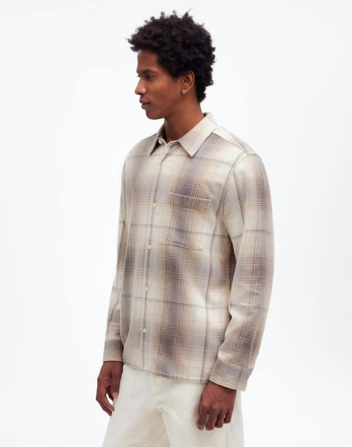 Men Shirts Madewell Easy Shirt In Brushed Flannel Black Coal