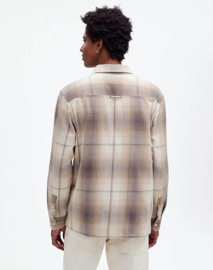 Men Shirts Madewell Easy Shirt In Brushed Flannel Black Coal