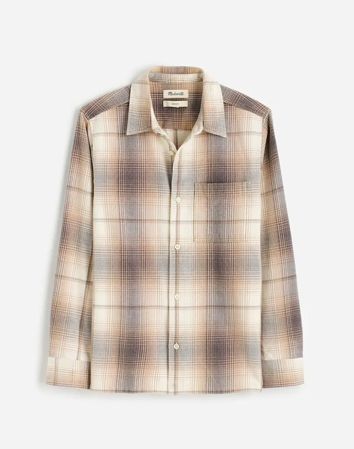Men Shirts Madewell Easy Shirt In Brushed Flannel Black Coal