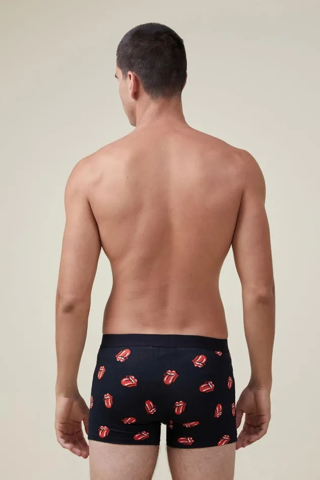 Men Socks and Underwear Cotton On Special Edition Trunks Lcn Bra Blackrolling Stones