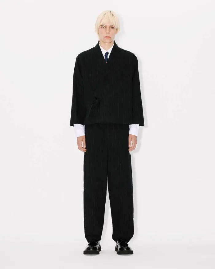 Men Striped Kimono Jacket Black Kenzo Jackets And Coats
