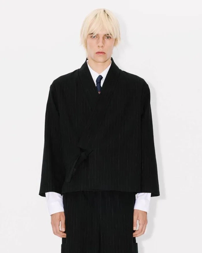 Men Striped Kimono Jacket Black Kenzo Jackets And Coats