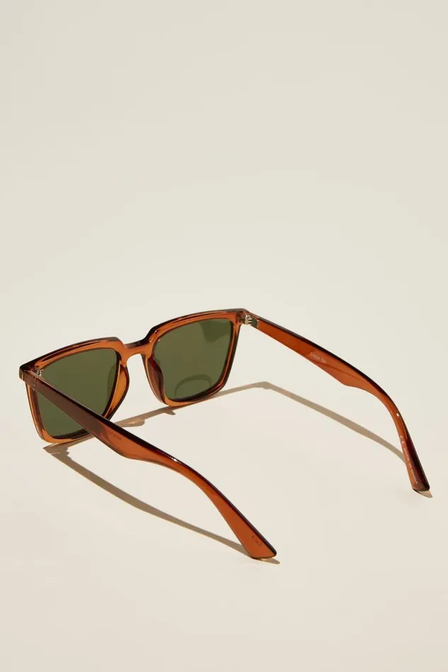 Men Sunglasses Cotton On Newtown Polarized Sunglasses Toffee Dark Green