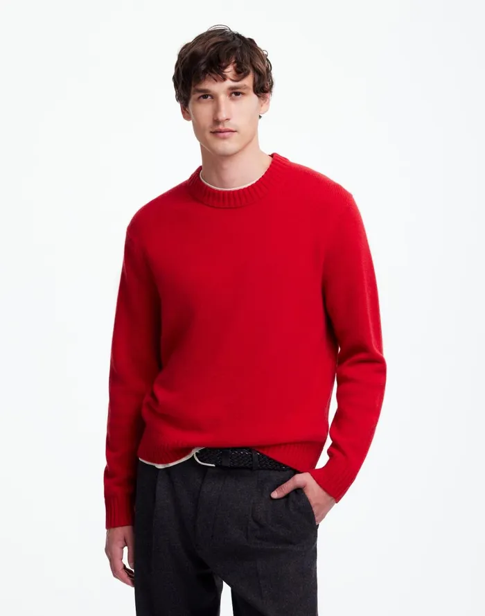 Men Sweaters Madewell Crewneck Sweater In SoftWool Pomegranate Seed