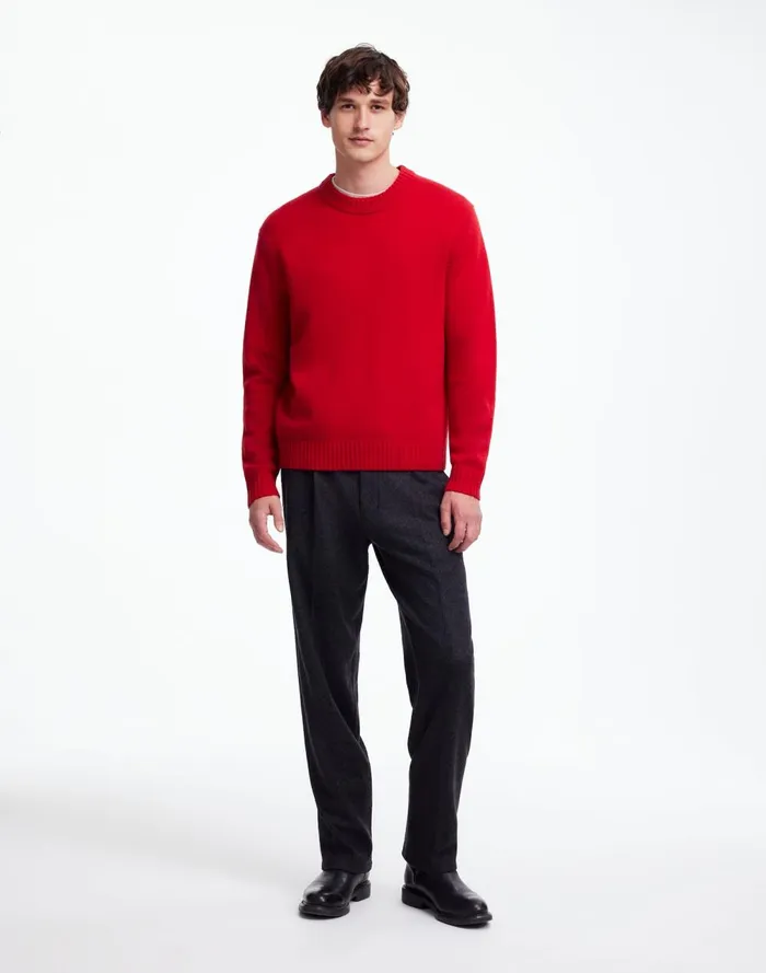 Men Sweaters Madewell Crewneck Sweater In SoftWool Pomegranate Seed