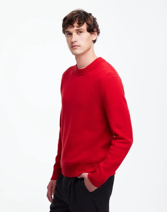 Men Sweaters Madewell Crewneck Sweater In SoftWool Pomegranate Seed