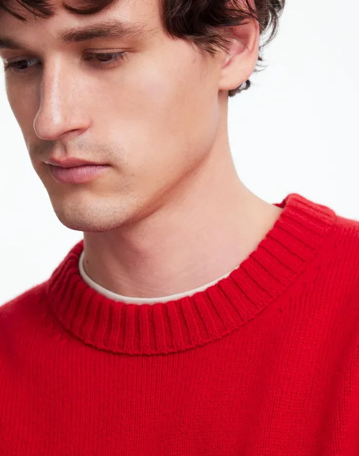 Men Sweaters Madewell Crewneck Sweater In SoftWool Pomegranate Seed