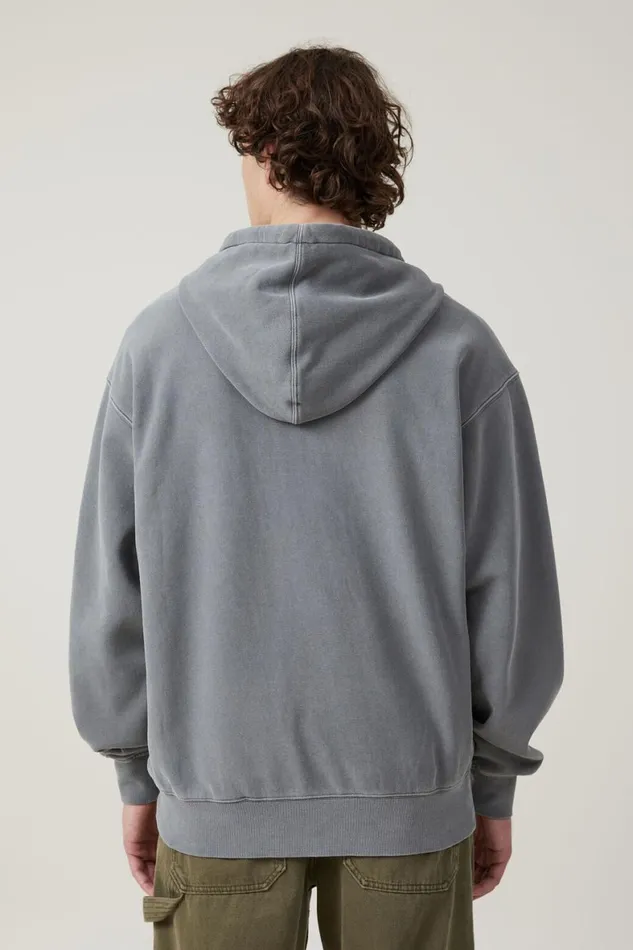 Men Sweats and Hoodies Cotton On Oversized Zip Up Hoodie Slate Stone