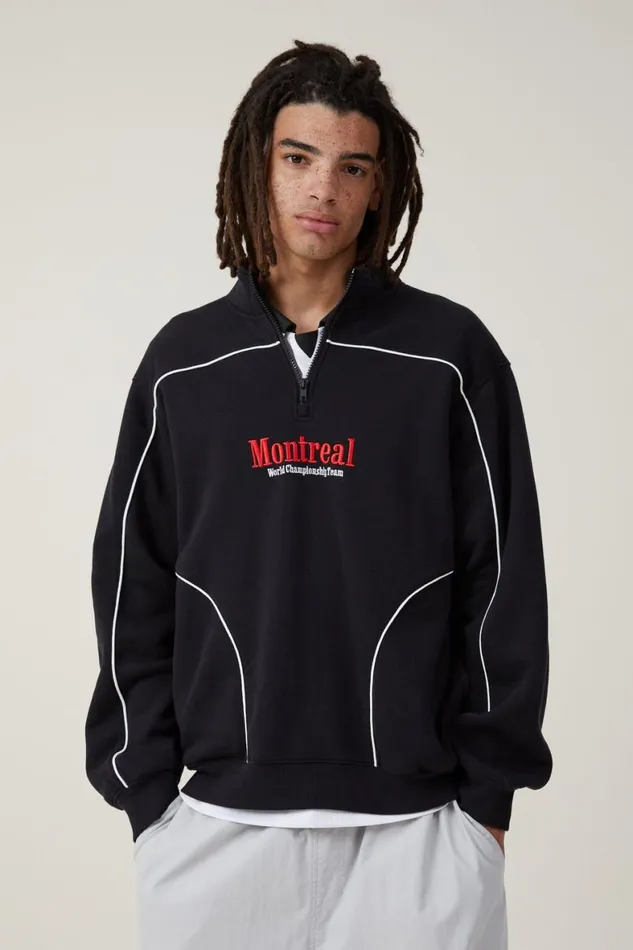 Men Sweats and Hoodies Cotton On Racing Fleece Blackmontreal