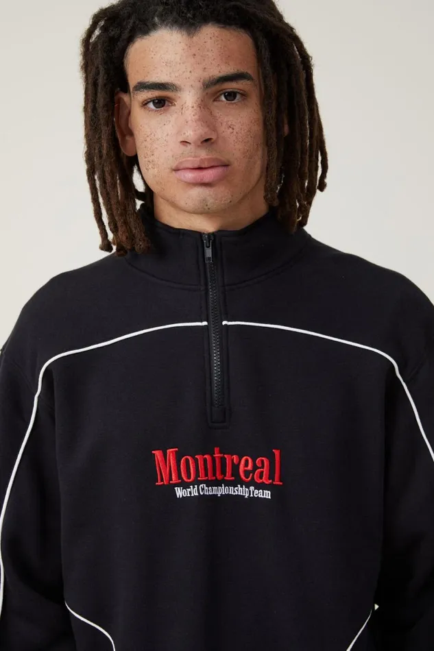 Men Sweats and Hoodies Cotton On Racing Fleece Blackmontreal