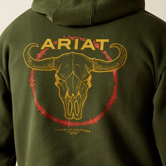 Men Sweatshirts and Hoodies Ariat Barbwire Skull Hoodie Dark Green Men Sweatshirts and Hoodies Ariat Barbwire Skull Hoodie Dark Green