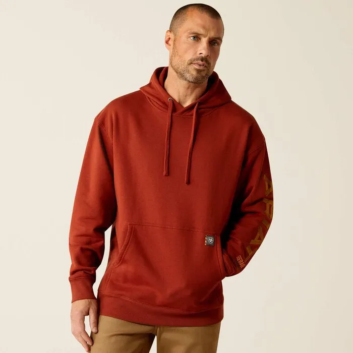 Men Sweatshirts and Hoodies Ariat Rebar Graphic Hoodie Burnt Hennacumin