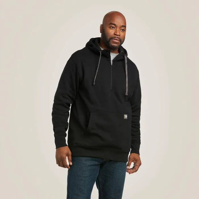 Men Sweatshirts and Hoodies Ariat Rebar Workman 14 Zip Hoodie Black